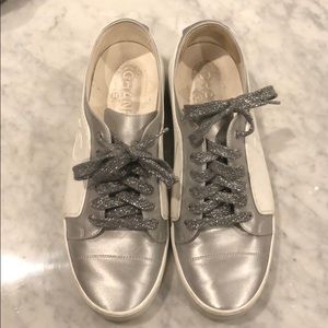Chanel Silver White Logo Sneakers 39